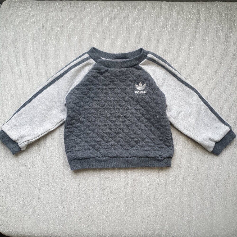 Adidas Baby Quilted Long Sleeve Sweatshirt Size 12 Months Grey